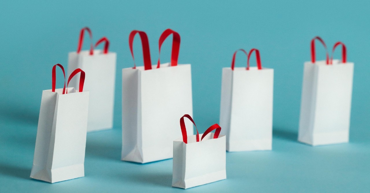 Row of shopping bags